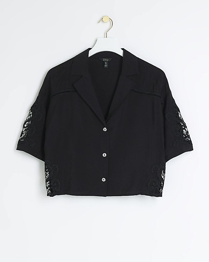 Black lace button up shirt