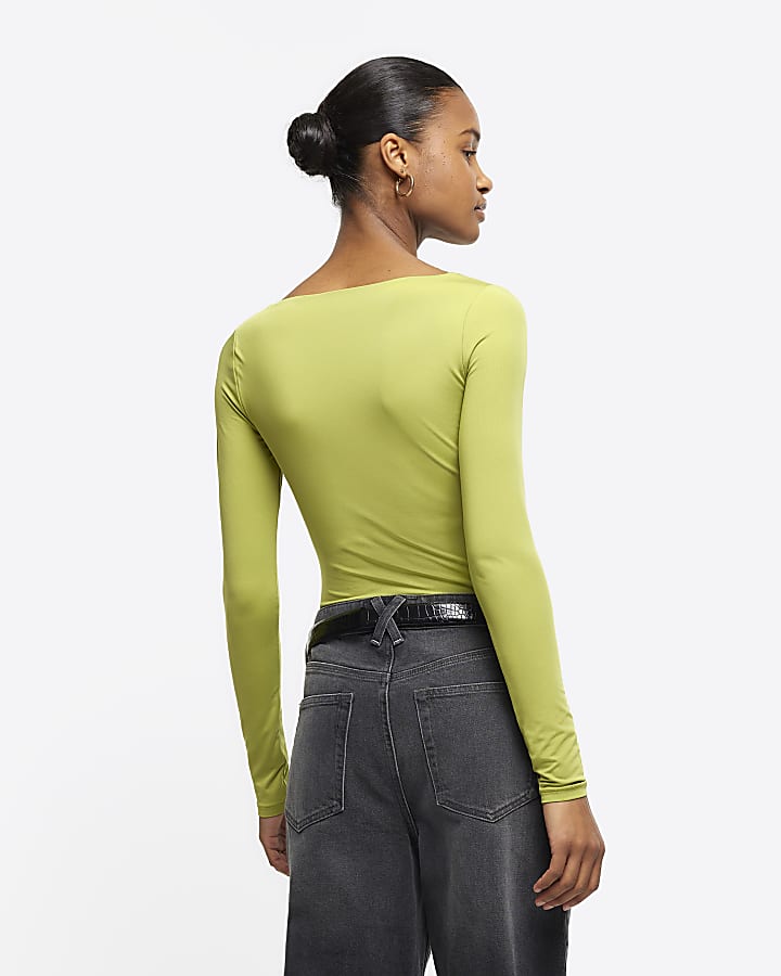 Green long sleeve bodysuit