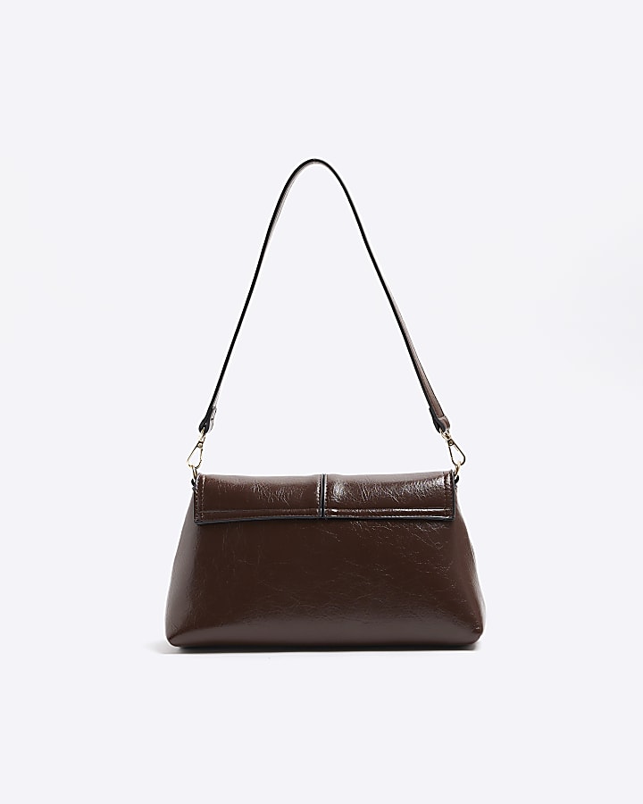 Brown Fold Over Clutch Bag