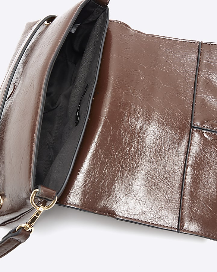 Brown Fold Over Clutch Bag