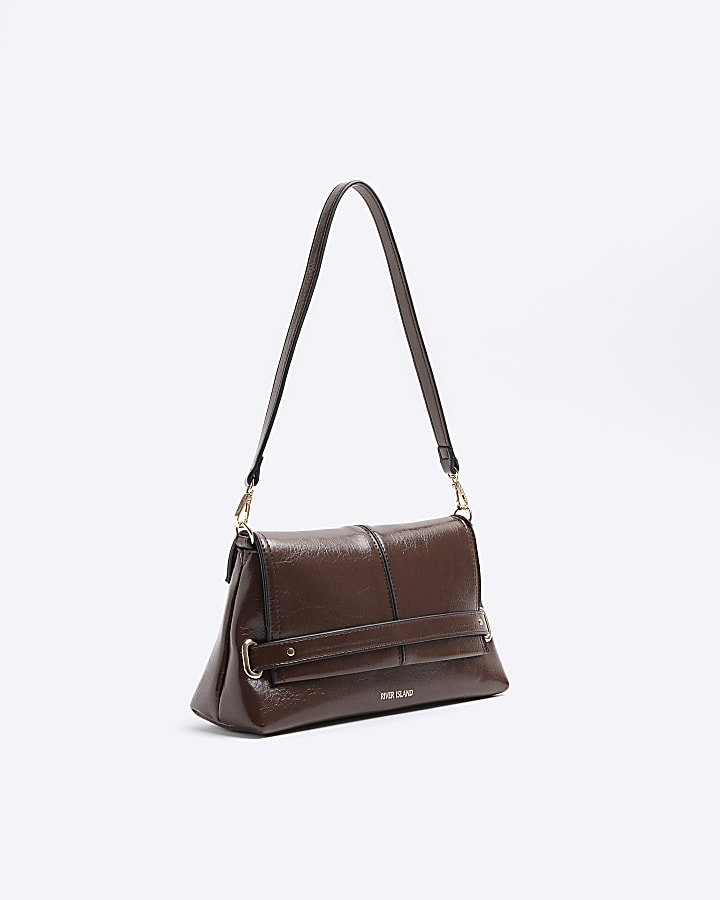 Brown Fold Over Clutch Bag