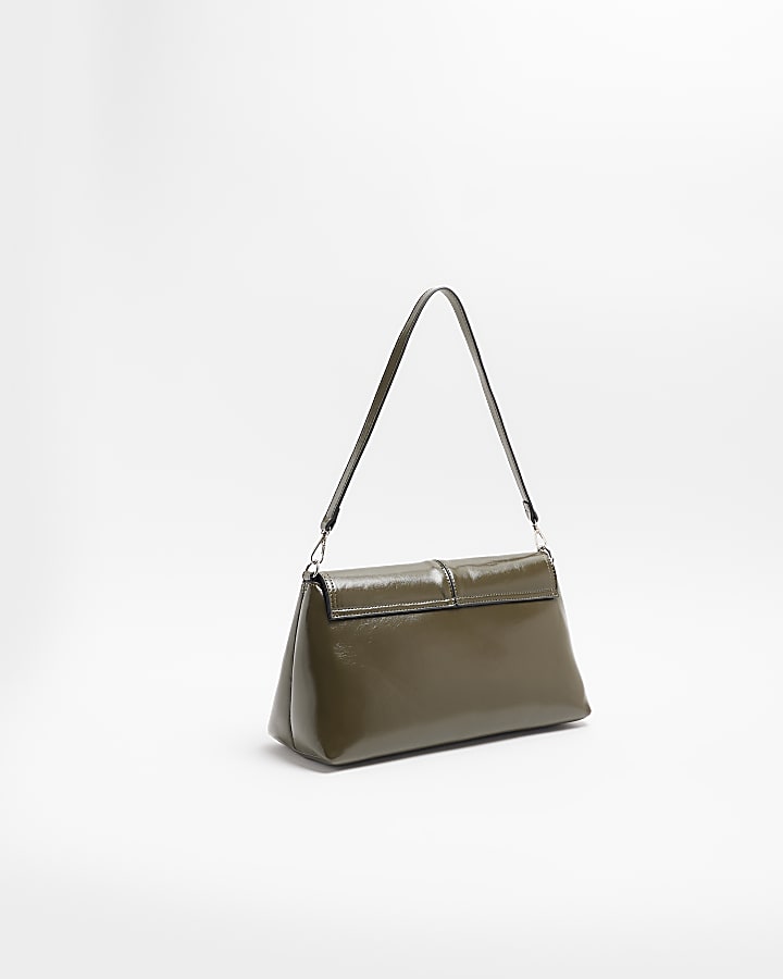 Green fold over clutch bag