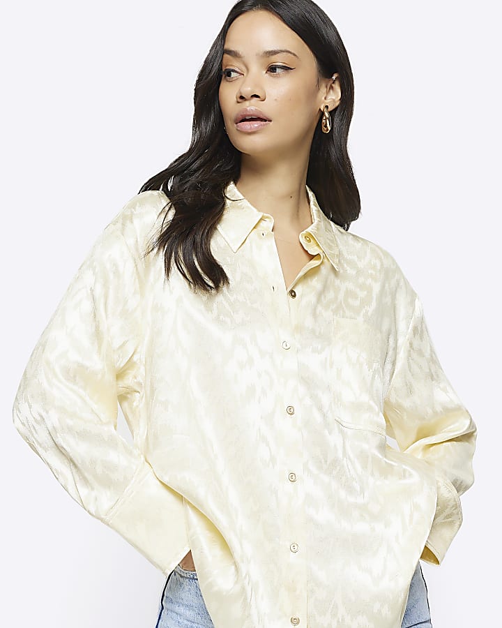 Yellow jacquard oversized shirt