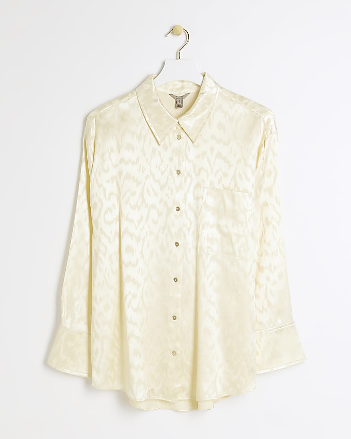 Yellow jacquard oversized shirt