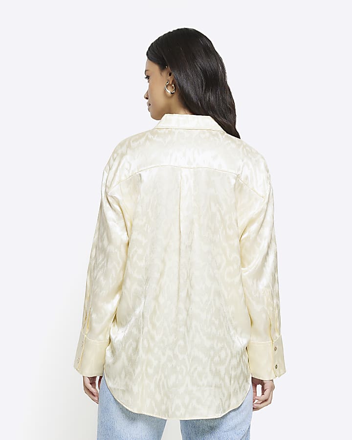 Yellow jacquard oversized shirt