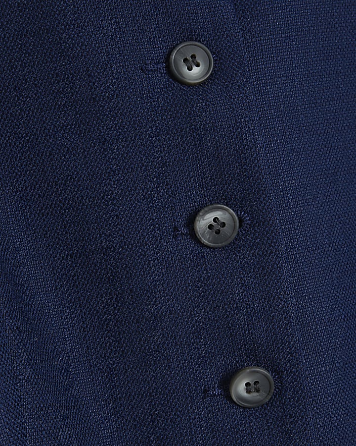 Navy high V-neck waistcoat