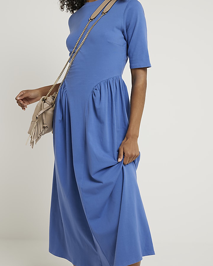 Blue t-shirt midi dress