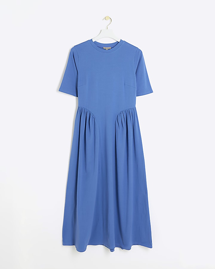 Blue t-shirt midi dress