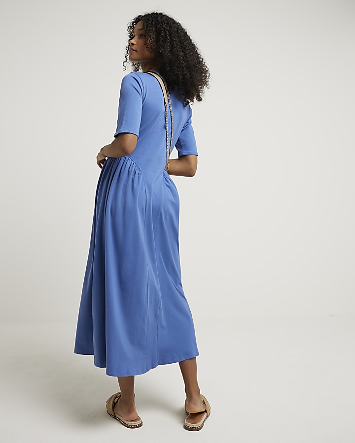 Blue t-shirt midi dress