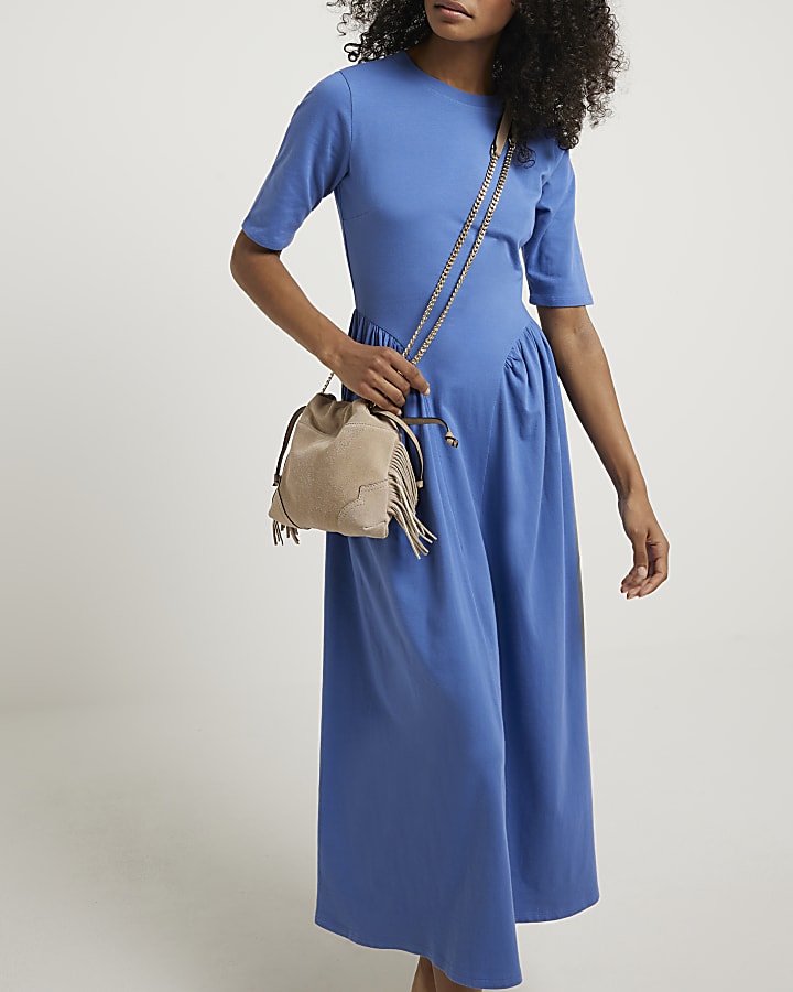 Blue t-shirt midi dress