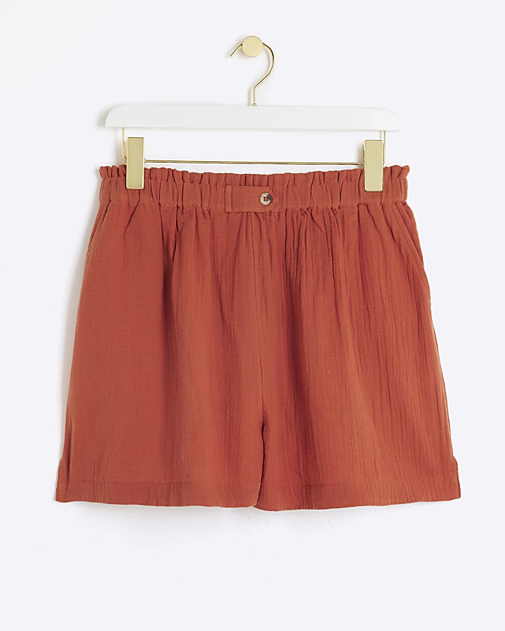 Rust textured shorts