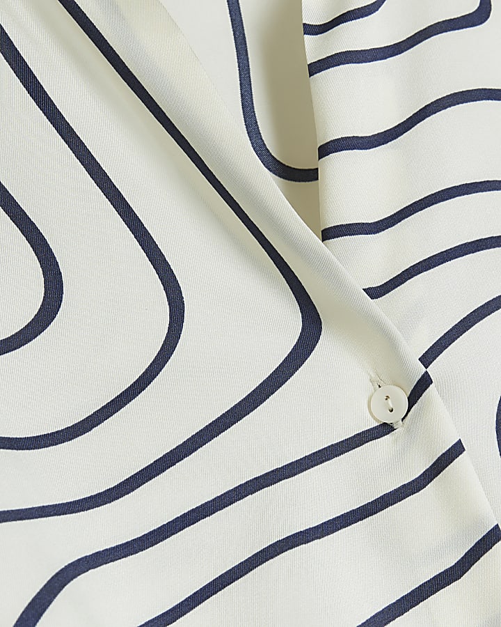 Cream abstract wrap shirt