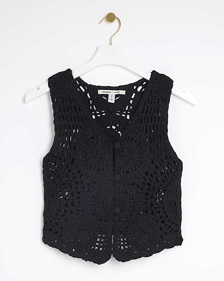 Black Crochet Gilet