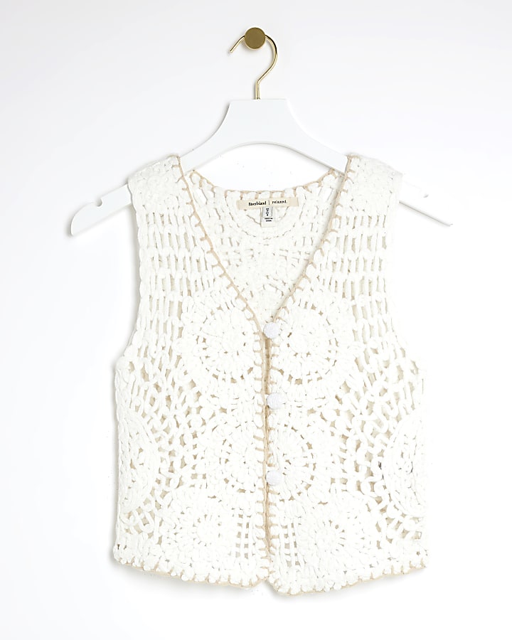 White Crochet Gilet