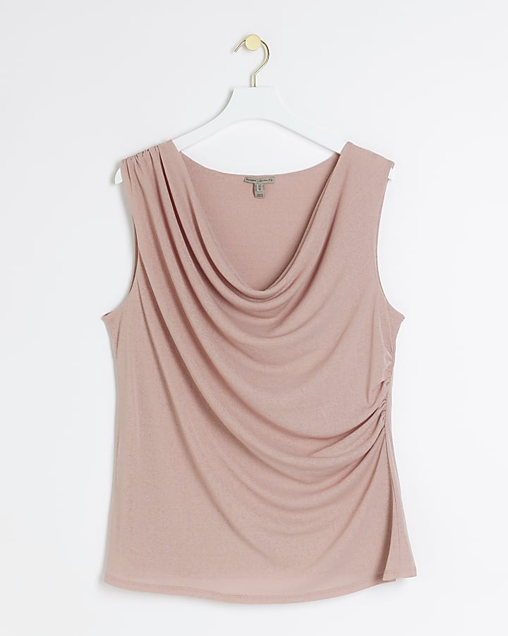 Plus pink cowl neck tank top