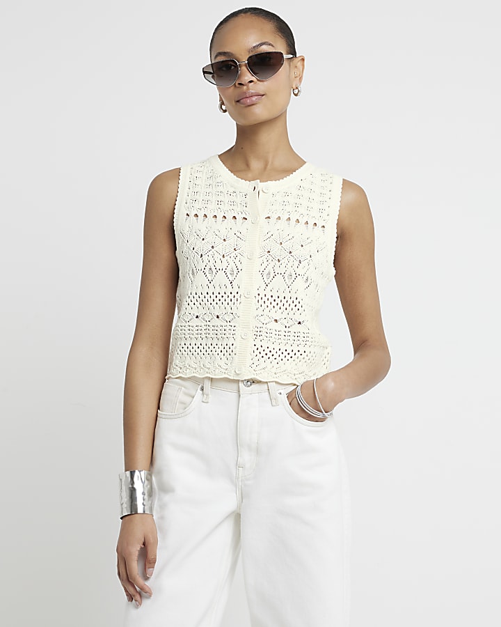White crochet waistcoat