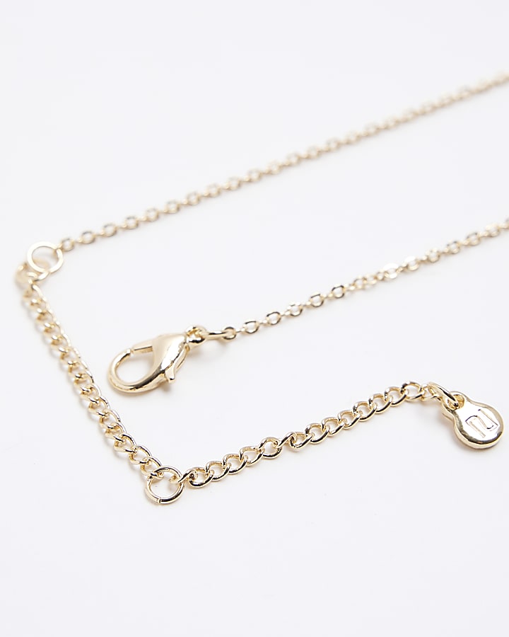 Gold diamante bar necklace
