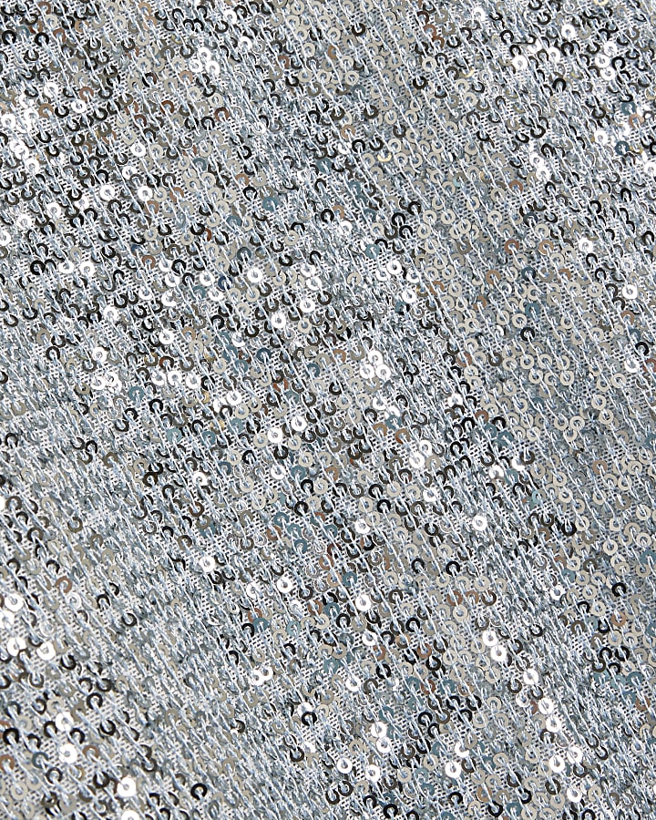 Blue sequin crew neck tank top