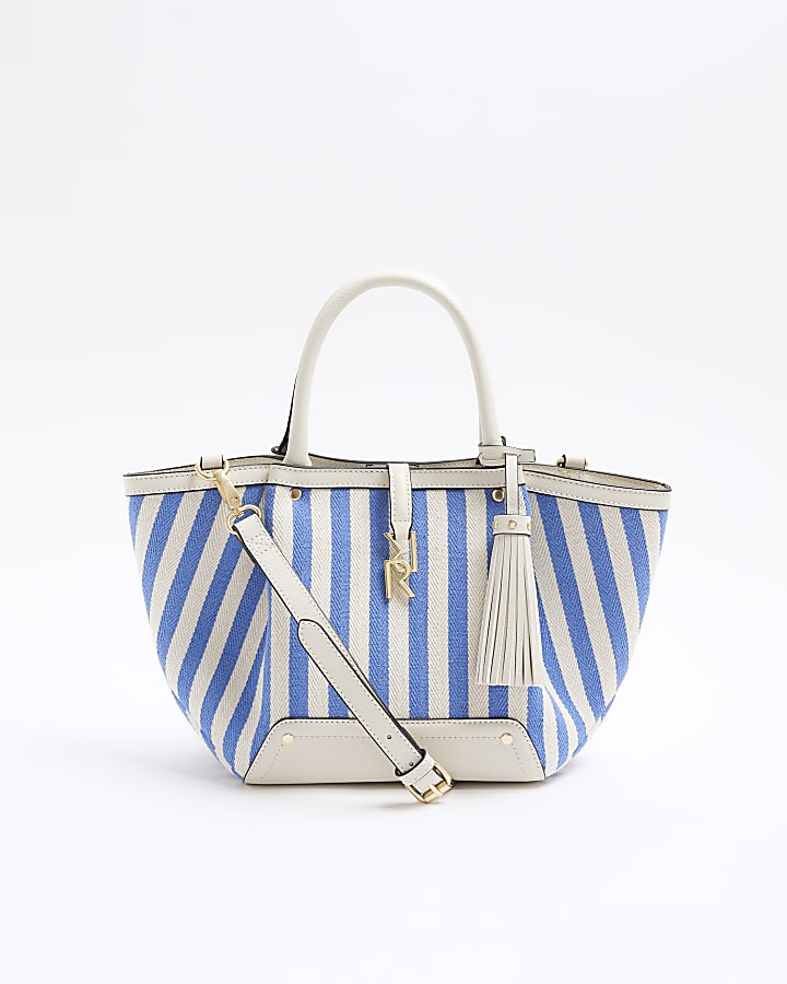 Blue stripe tote bag River Island