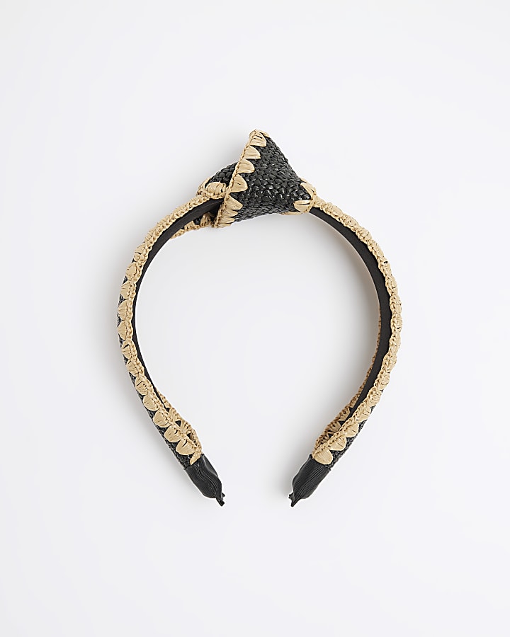 Black Raffia Knot Headband