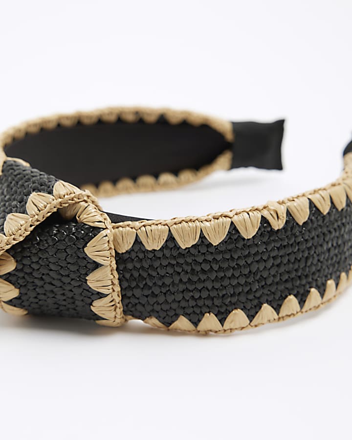 Black Raffia Knot Headband