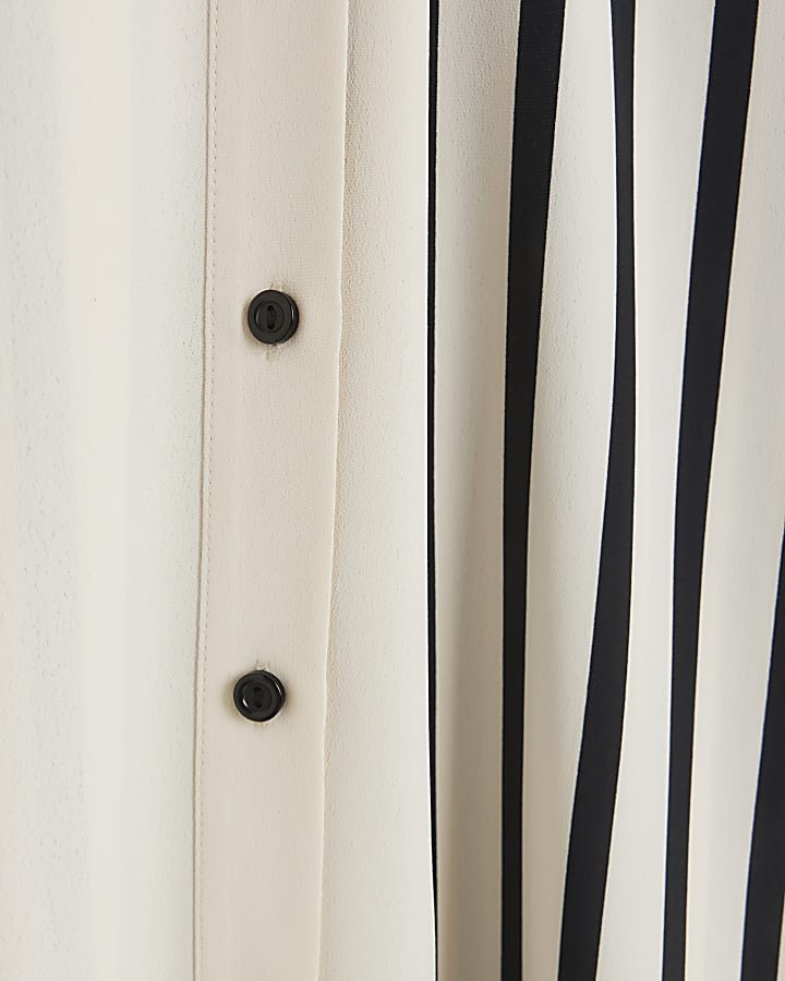 Cream stripe tie waist midi shirt dress