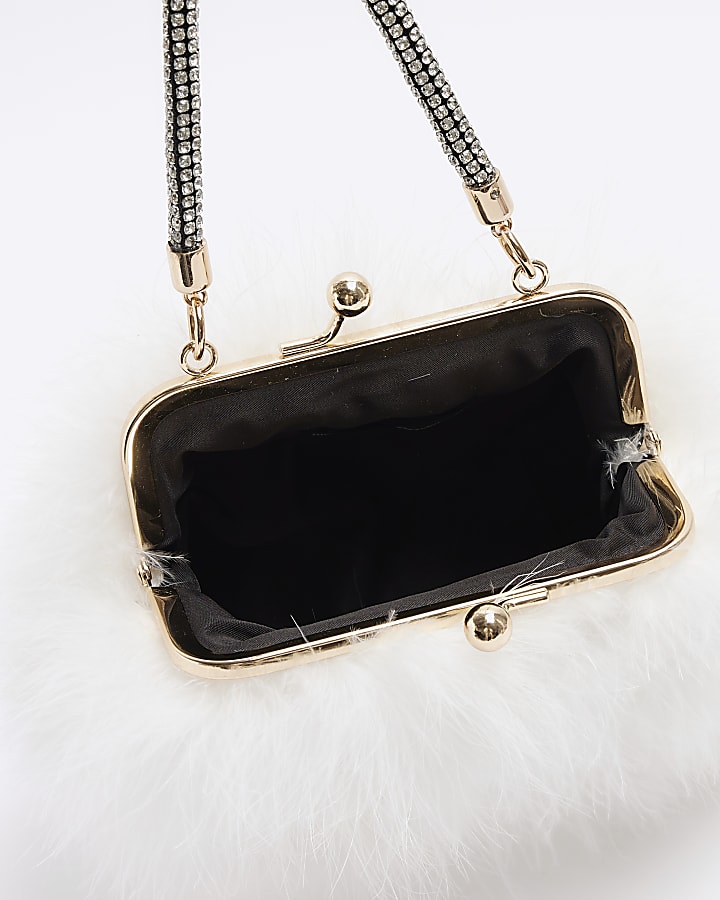 White feather cross body bag