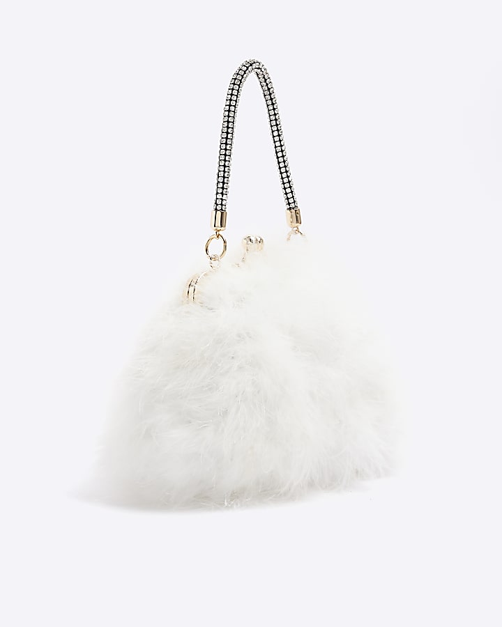 White feather cross body bag