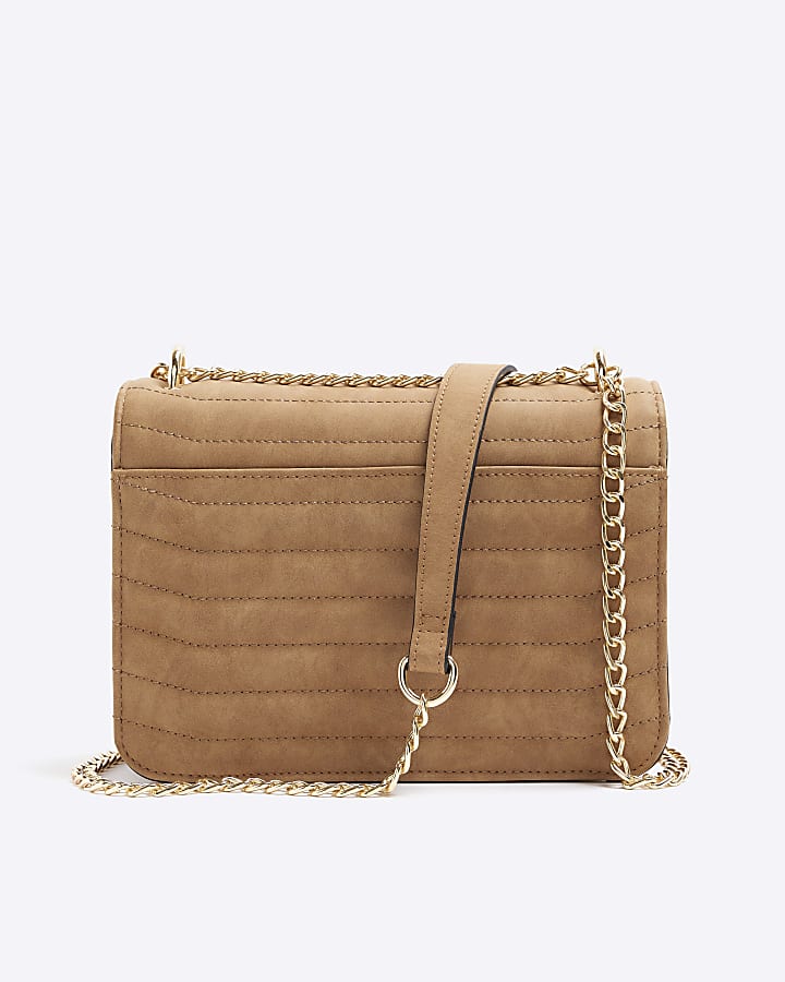 Light Brown quilted chain shoulder bag