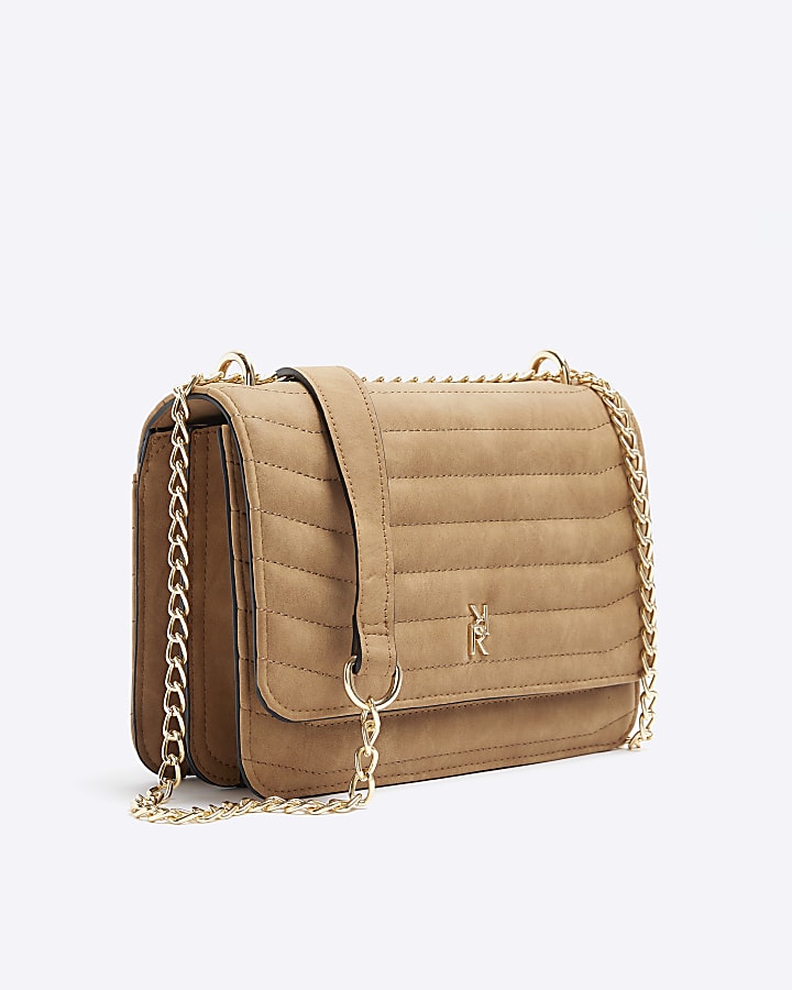 Light Brown quilted chain shoulder bag