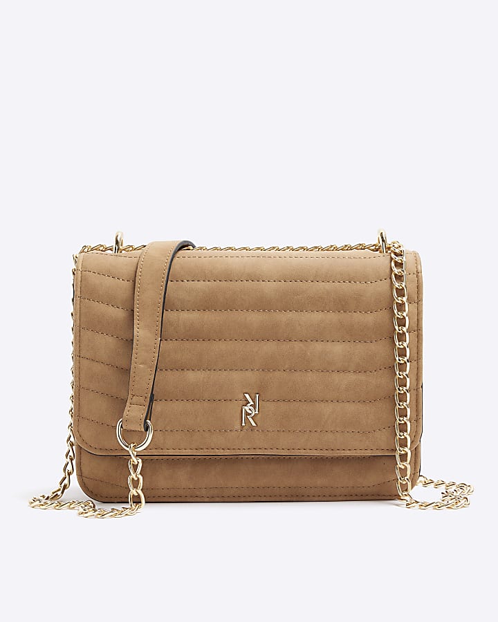 Light Brown quilted chain shoulder bag