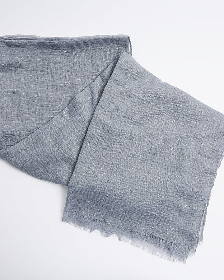 Blue lightweight tassel scarf