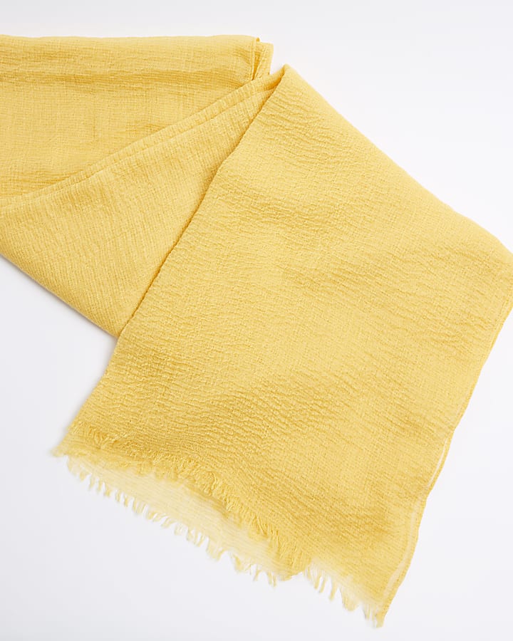 Yellow lightweight tassel scarf