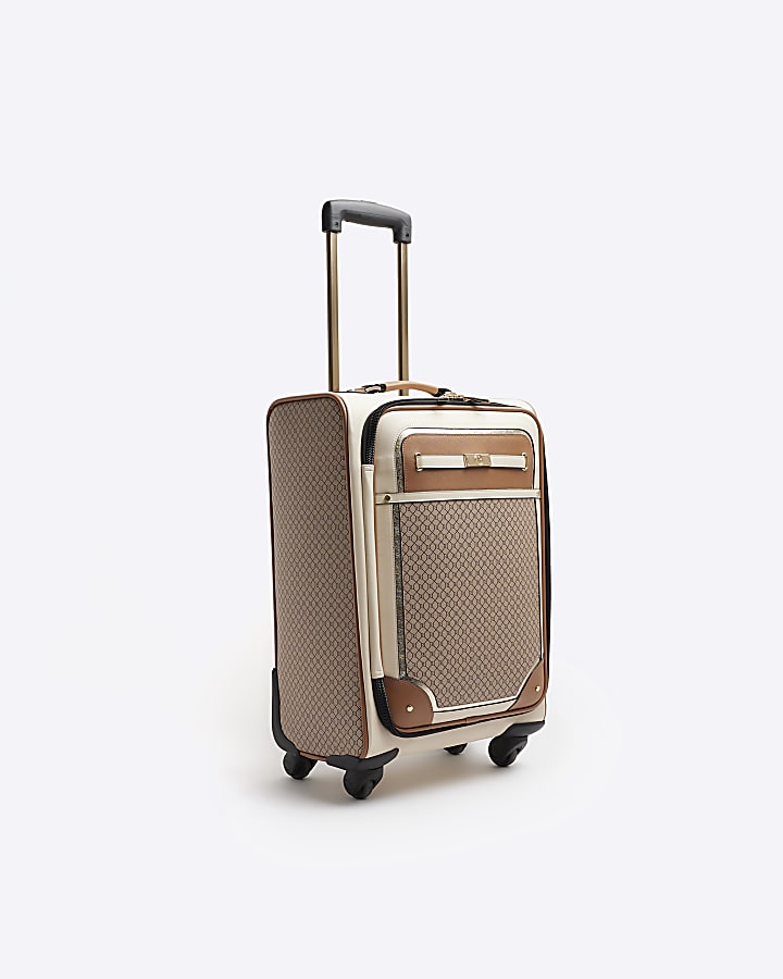 Brown monogram panelled suitcase