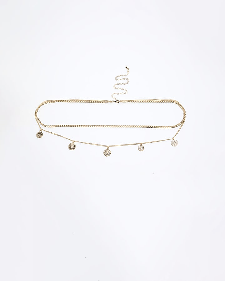 Gold Coin Multirow Body Chain