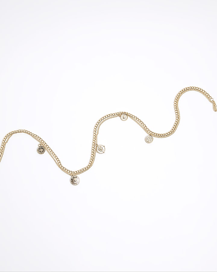 Gold Coin Multirow Body Chain