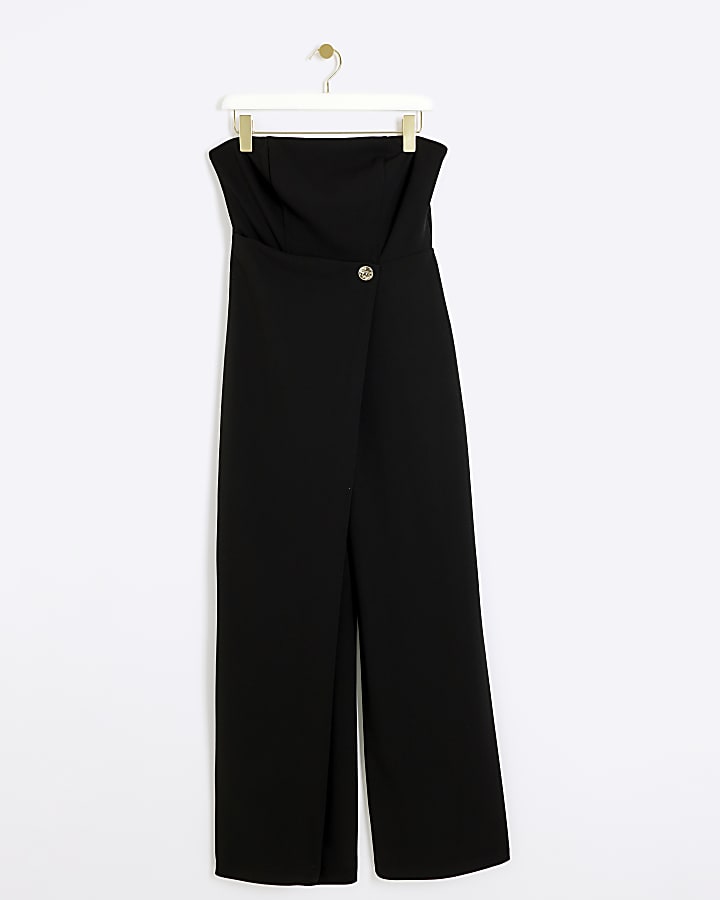 Black wrap bandeau jumpsuit