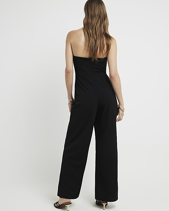 Black wrap bandeau jumpsuit