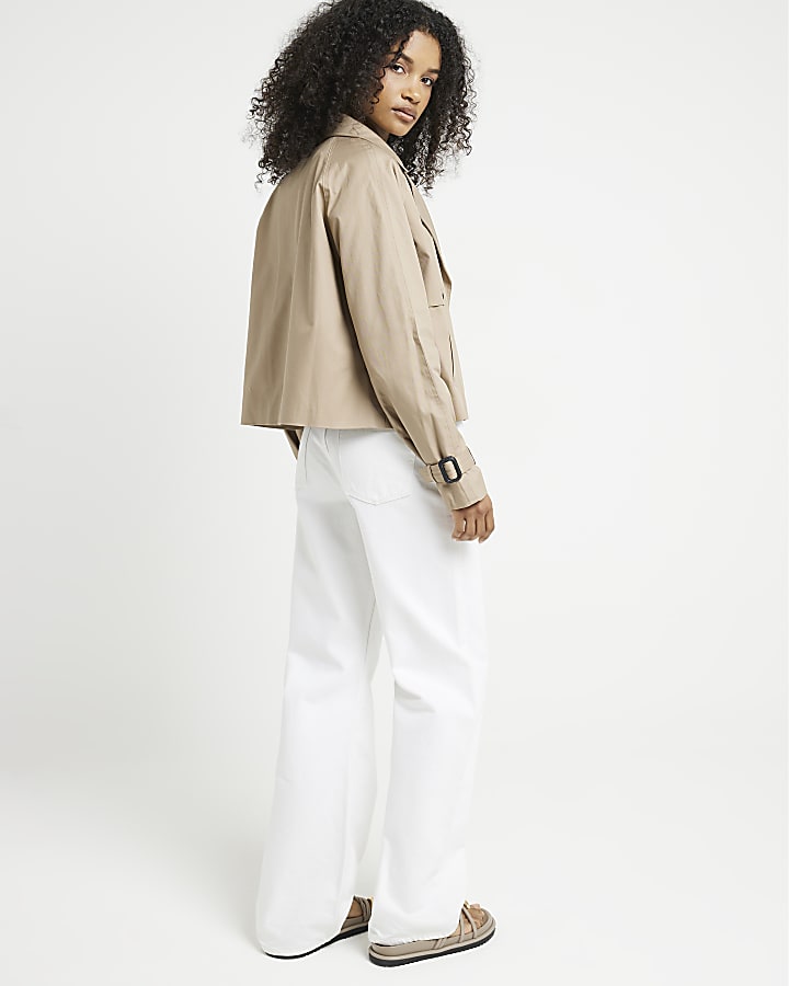 Beige Crop Trench Coat