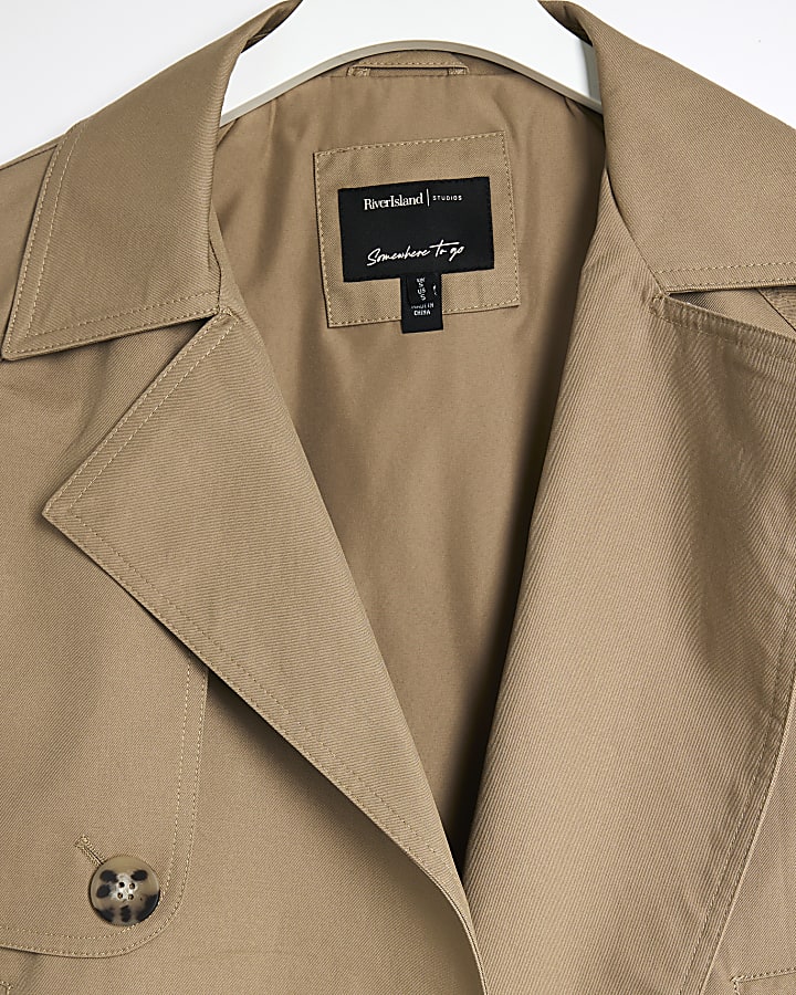Beige Crop Trench Coat