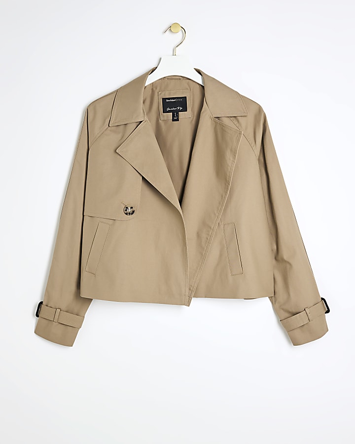 Beige Crop Trench Coat