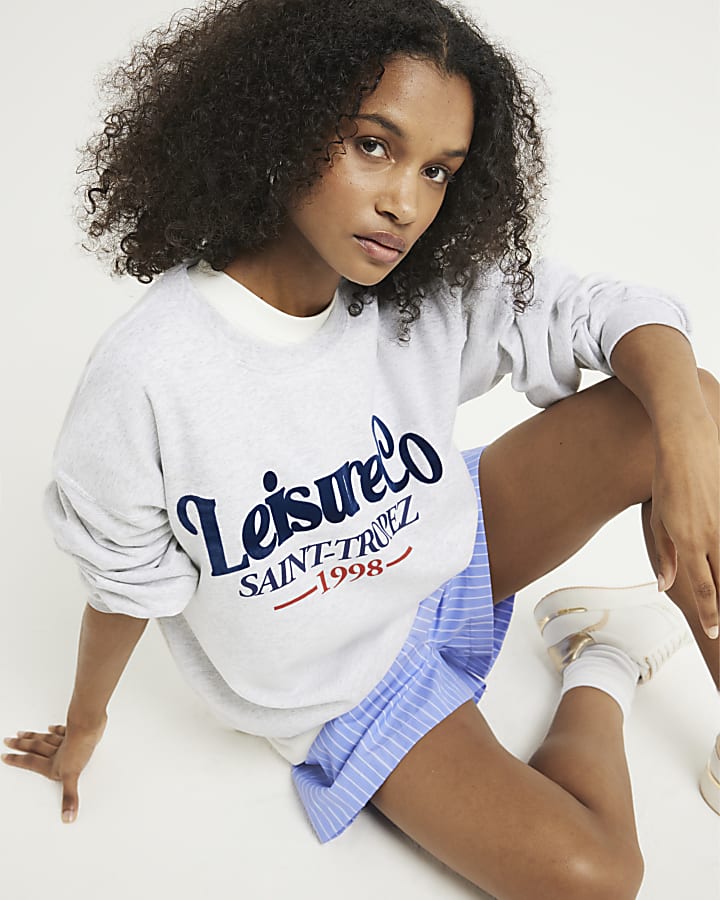 Grey embossed graphic sweatshirt