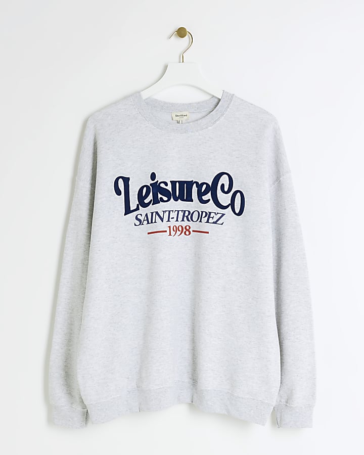 Grey embossed graphic sweatshirt