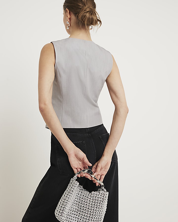Grey asymmetric waistcoat