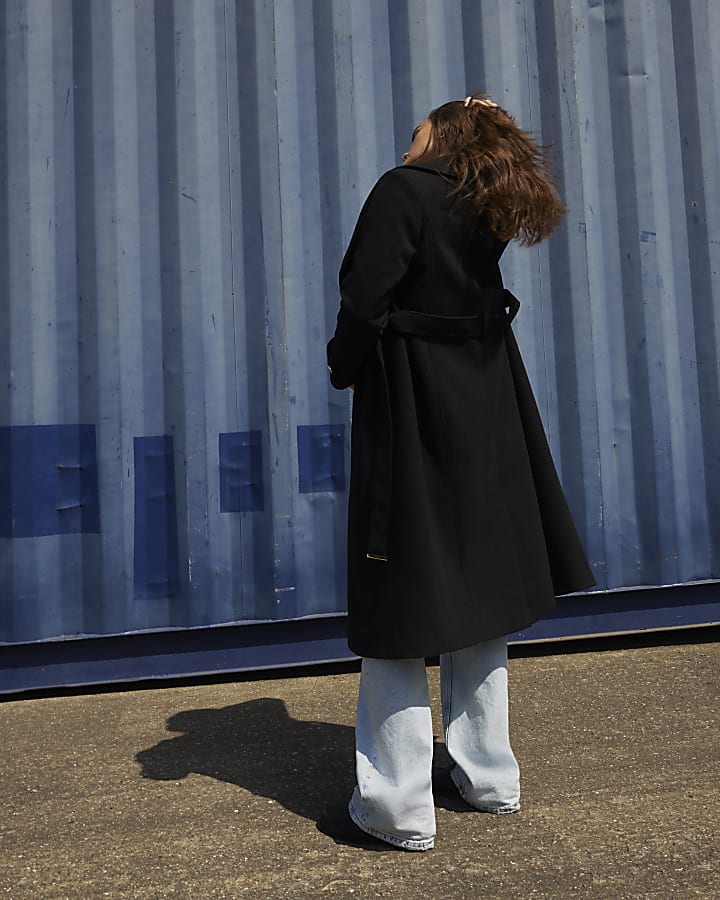 Black belted wrap coat