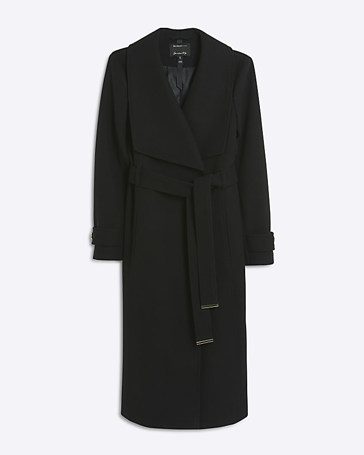 Black belted wrap coat