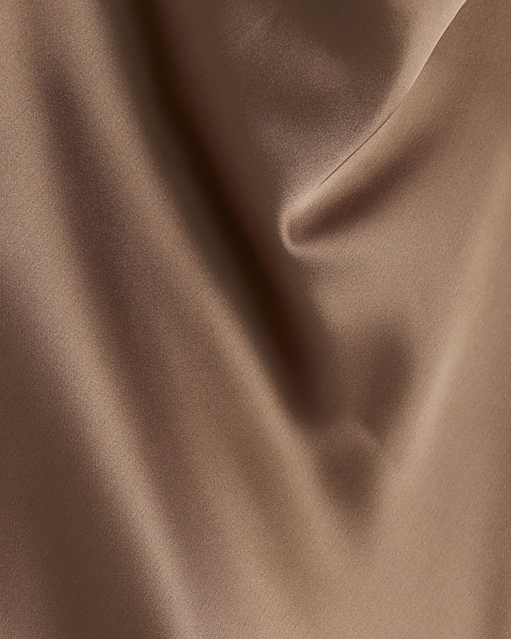 Brown satin halter neck top