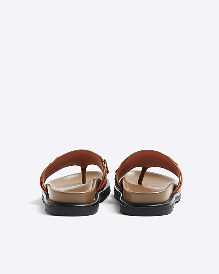 Brown toe thong sandals