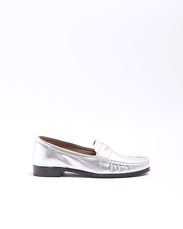 Silver leather loafers