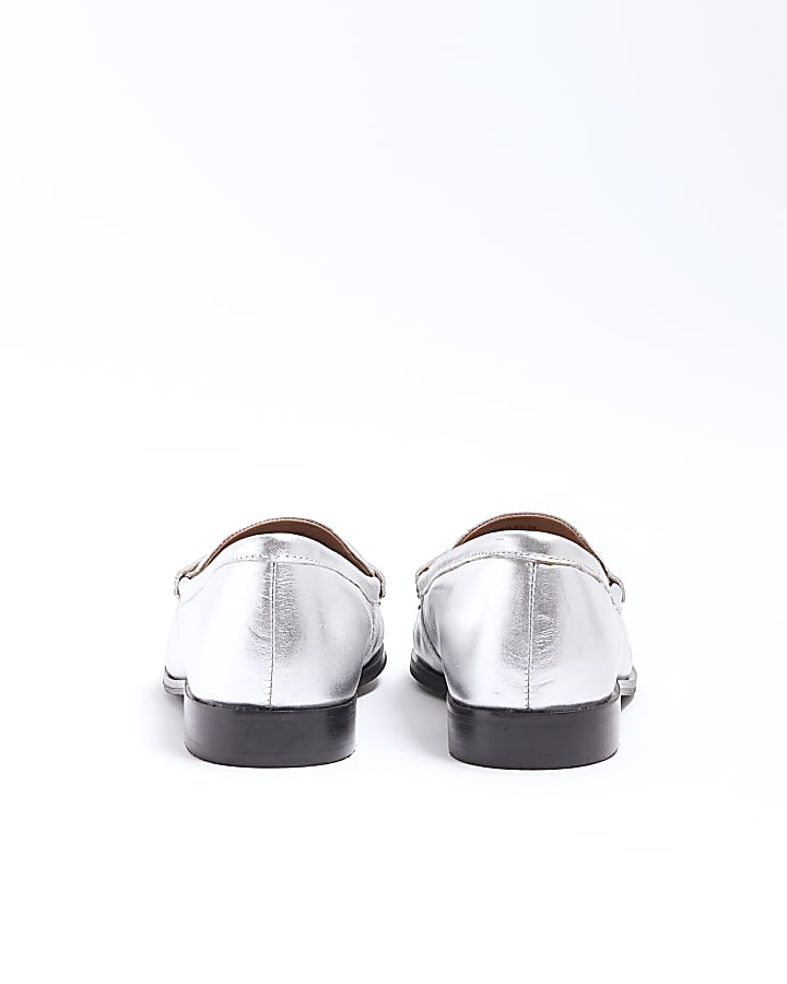 Silver leather loafers